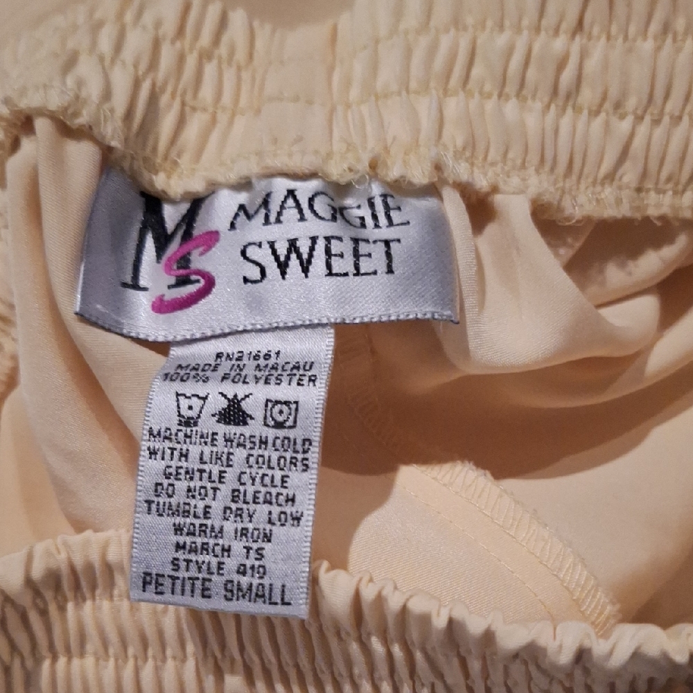 Vintage Maggie Sweet Yellow Pull-on Pants Petite Small - Picture 2 of 4